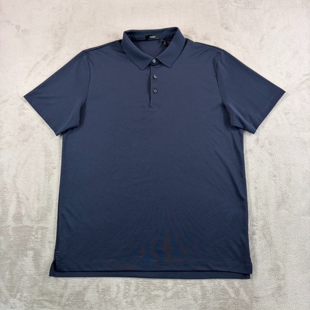 THEORY Atlas Pique 2 Polo Shirt in Eclipse Dark Blue Men XL Designer NWOT $125